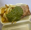 Homemade Meat & Potato Pie with Chips and Peas